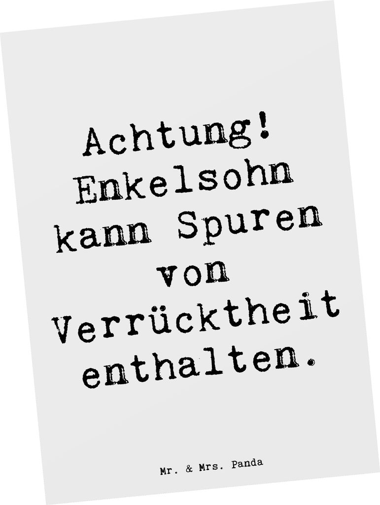 Mr. & Mrs. Panda Ansichtskarte Spruch Enkelsohn Verrücktheit - Weiß - Geschenk, Postkarten, Enkel, Unterhaltung, Großeltern, Dankeschön, Ansich...