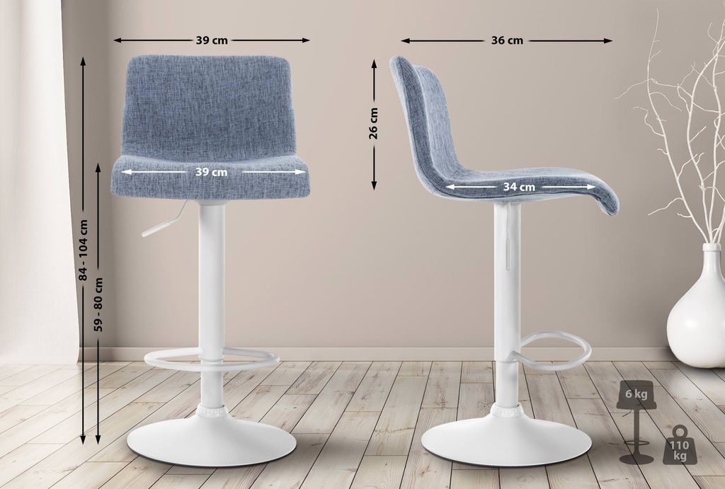 Barhocker HLO-CP20 Stoff W blau
