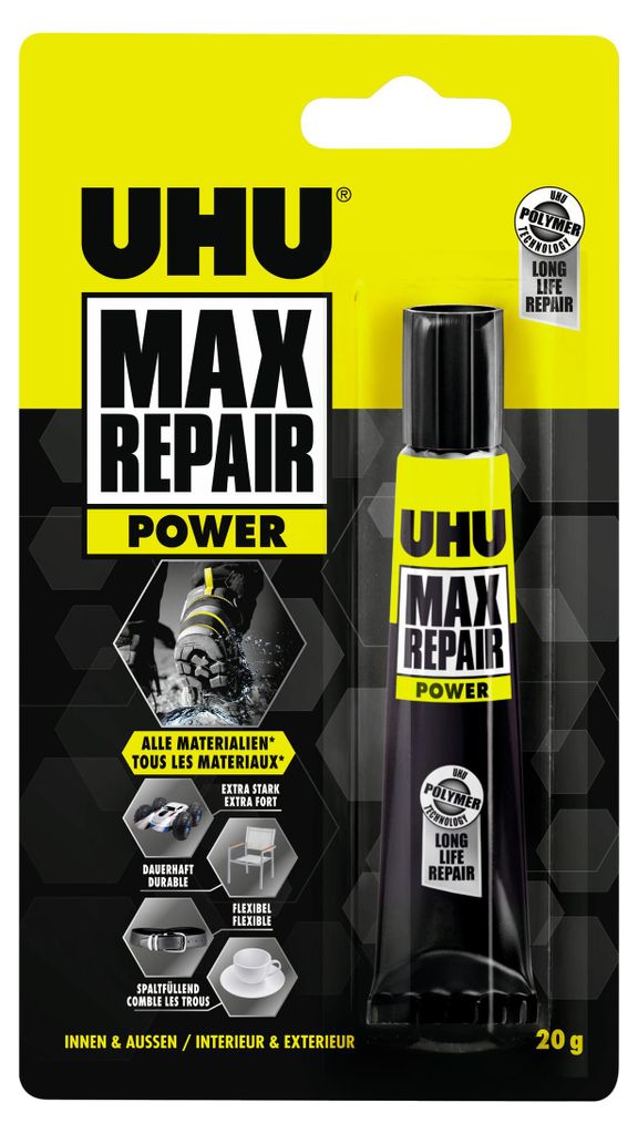 UHU MAX Repair, Gel, RoHS, REACH, CE, 33 g, Produktbild 