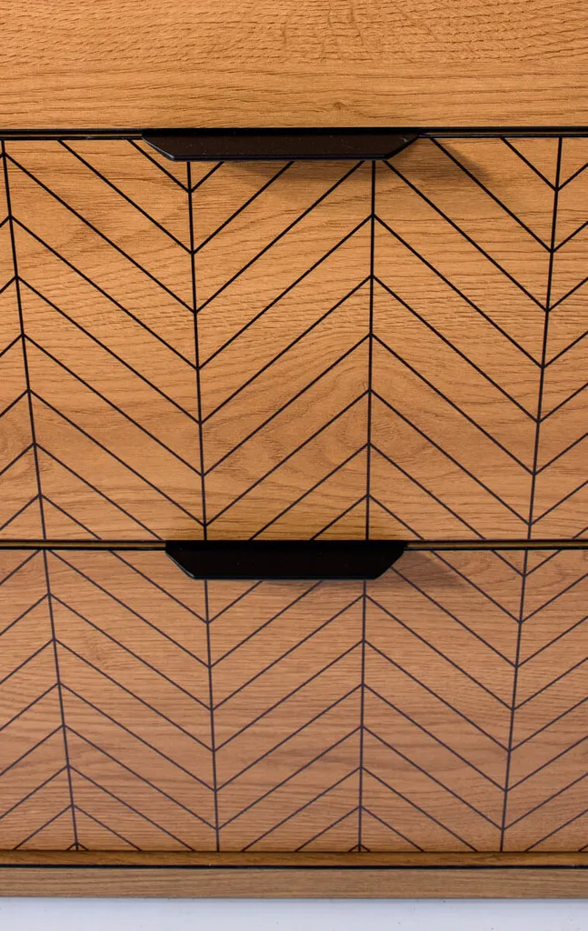 Commode combinée DELA chêne caramel : meuble de rangement élégant