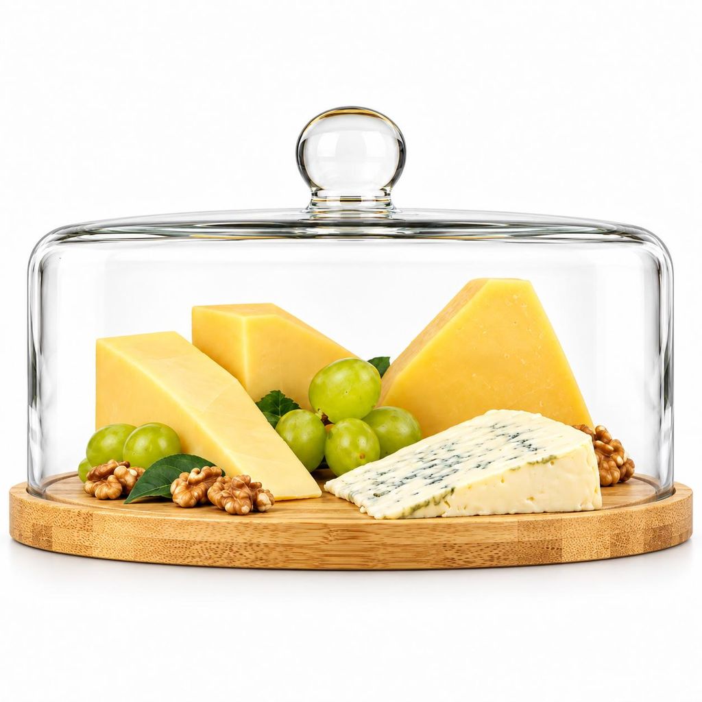 Zvon na syr s doskou na krájanie 28 cm sklenený zvon Obrázok produktu 