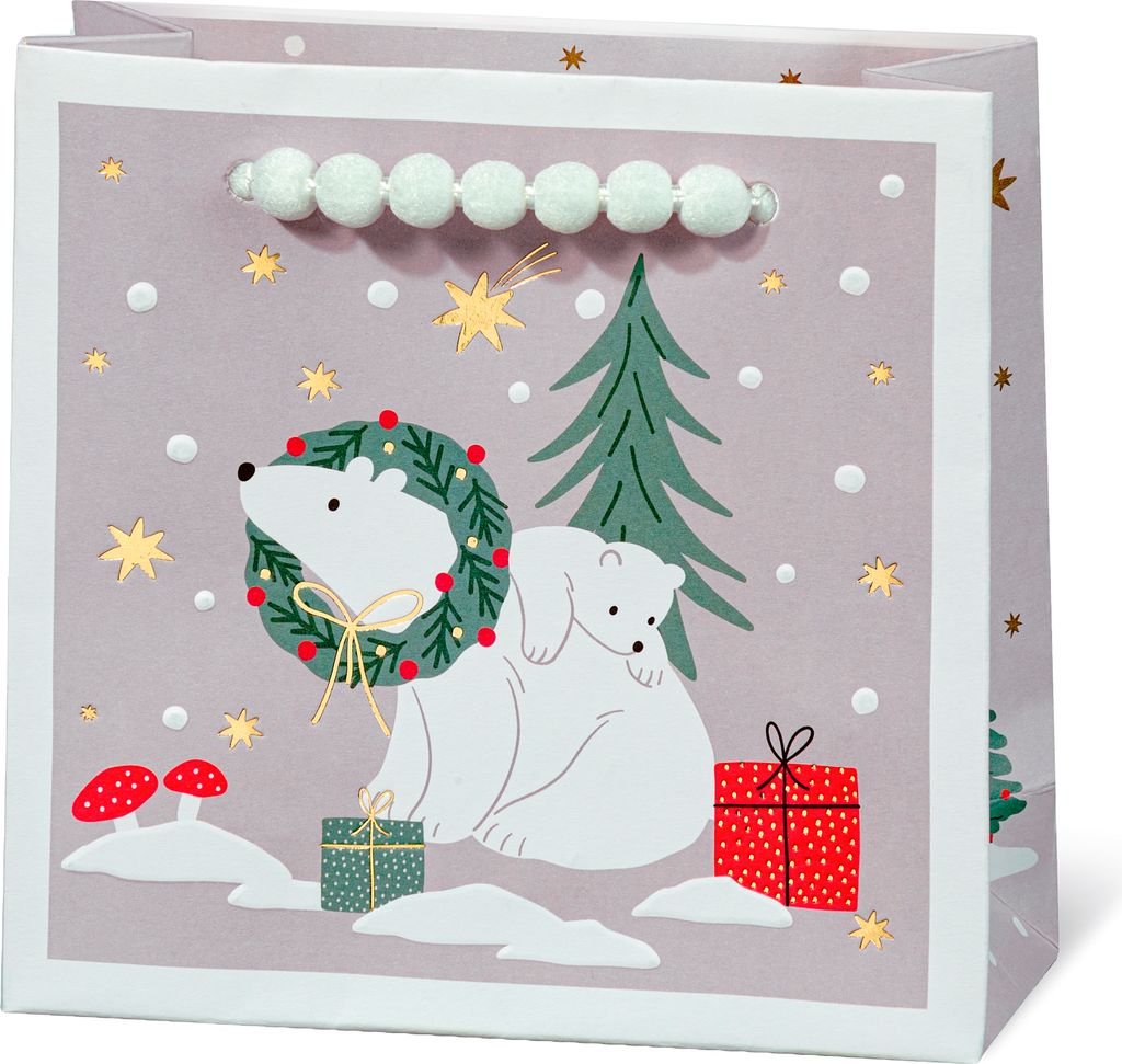Geschenktaschen klein Weihnachten Eisbären Kranz Geschenk Tannenbaum