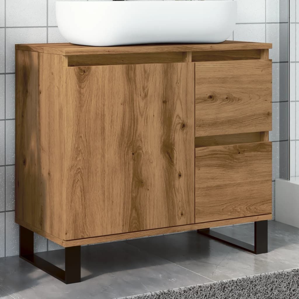 CLORIS Waschbeckenunterschrank Artisan-Eiche 65x33x60 cm Holzwerkstoff - Badezimmer 857230