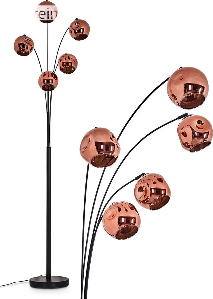Villamare Stehlampe aus Metall/Glas in Schwarz/Kupferfarben