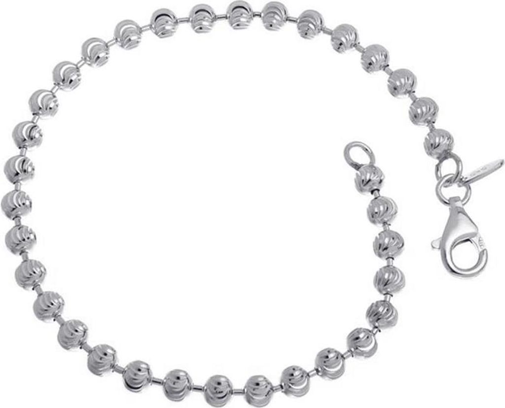SILBERKETTEN STORE Kugelkette Armband geschliffen 4mm - 925 Silber, Länge wählbar - 18cm