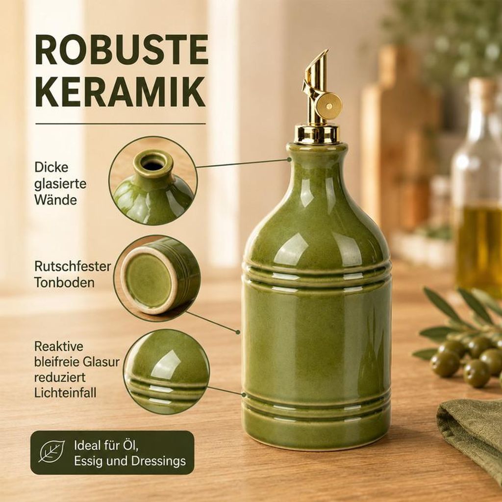 Keramik Ölspender 700 ml mit Gold Ausgießer