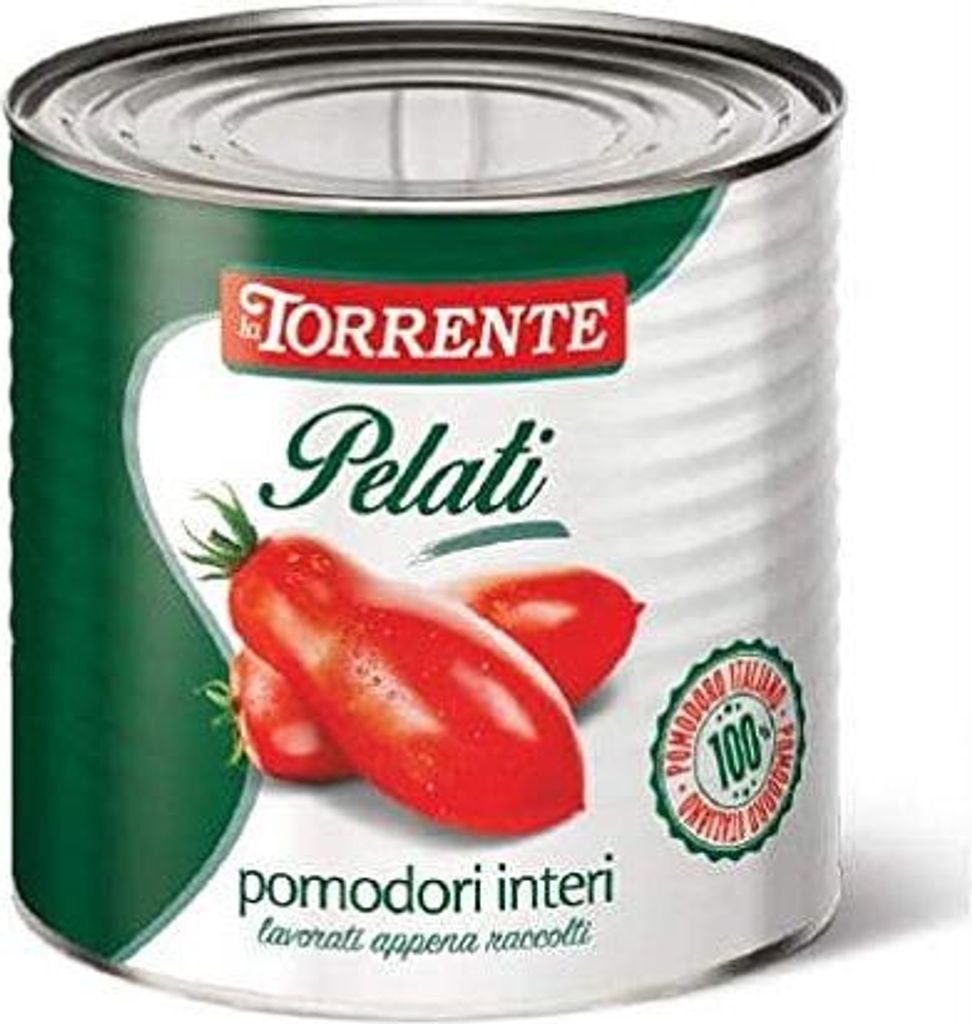 La torrente Pomodori Pelati geschälte Tomaten sauce aus Italien dose 2500g