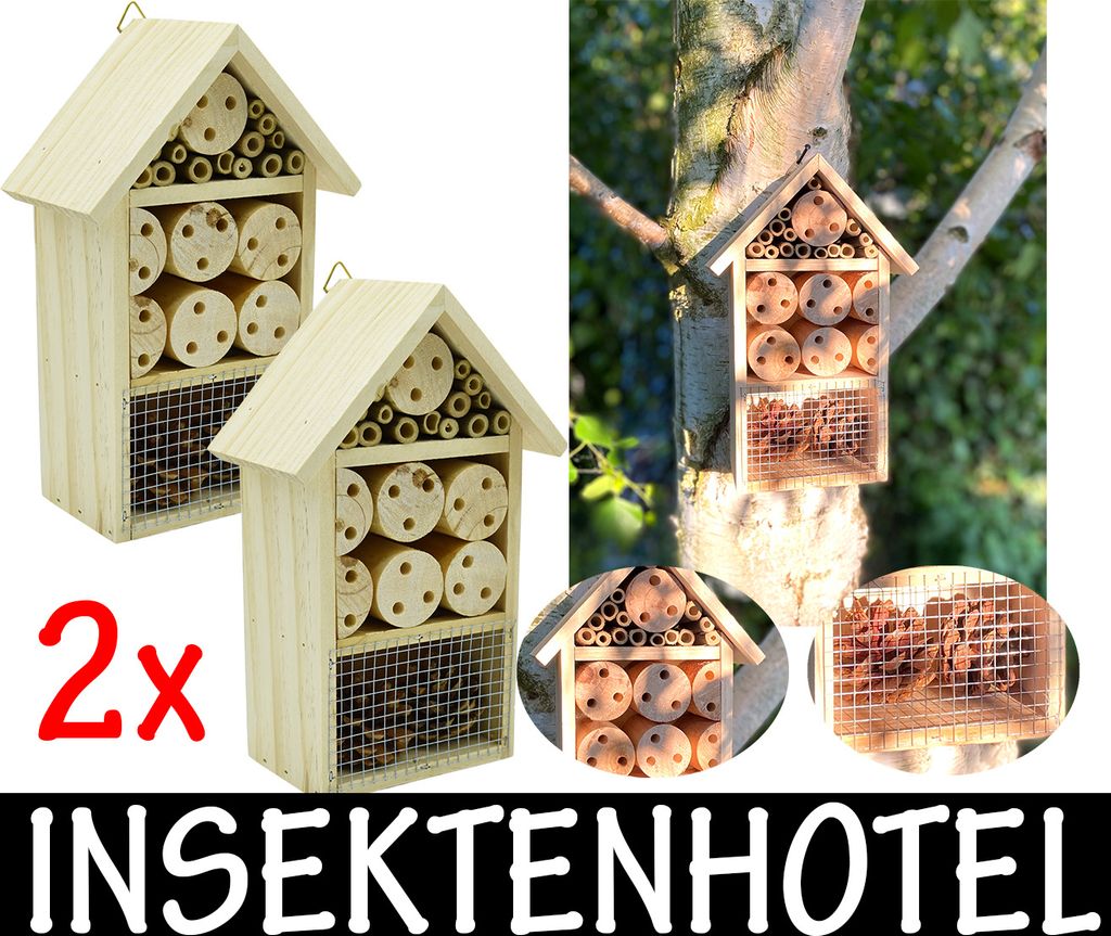 2 Stück Insektenhotel Insektenhaus Brutkasten Nistkasten Produktbild 