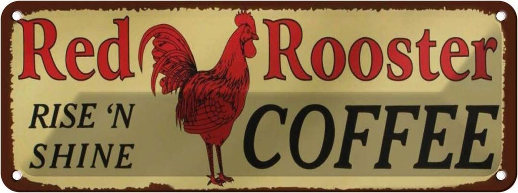 vianmo Blechschild 10x27 cm Red Rooster rise`n shine COFFEE Essen Trinken