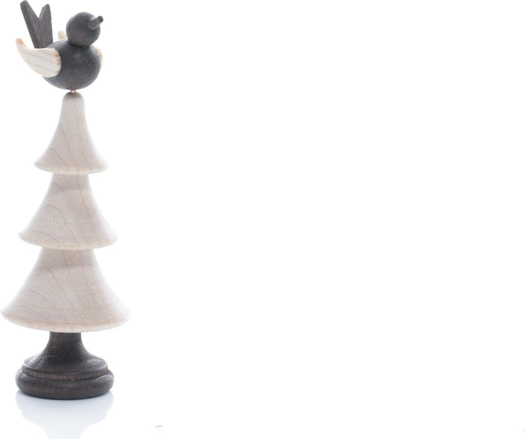 Holzspielzeug Tanne mit Singvogel natur Höhe=8cm NEU Produktbild 