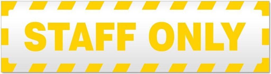 Kiwistar Staff only gestreift Magnetschild Schild magnetisch - 20cm Gelb - Magnetfolie für Auto PKW Kfz