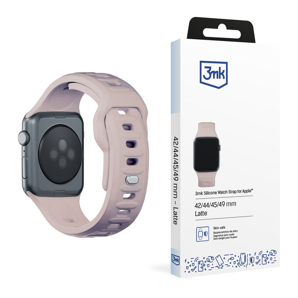 3MK 5903108565776, Uhrenarmband, Apple, Watch series 1/2/3/4/5/6/7/8/9/SE/Ultra, Silikon, Edelstahl, 42/44/45/49 mm, Box
