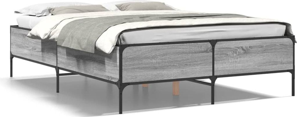 Maison Exclusive - Bettgestell Grau Sonoma 140x200 cm Holzwerkstoff und Metall