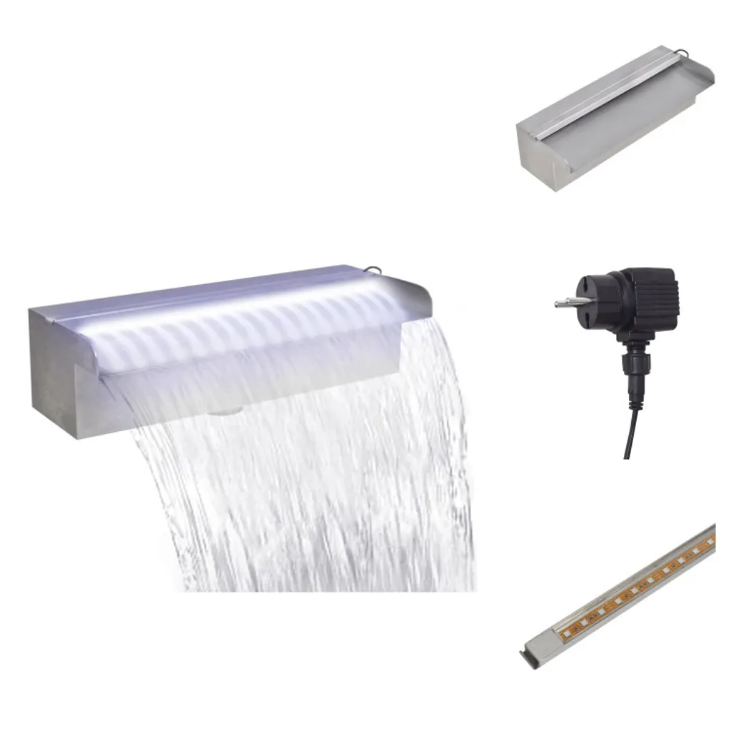 Lame d'Eau de Piscine avec LED 30 cm Cascade pour Jardin et Bassin