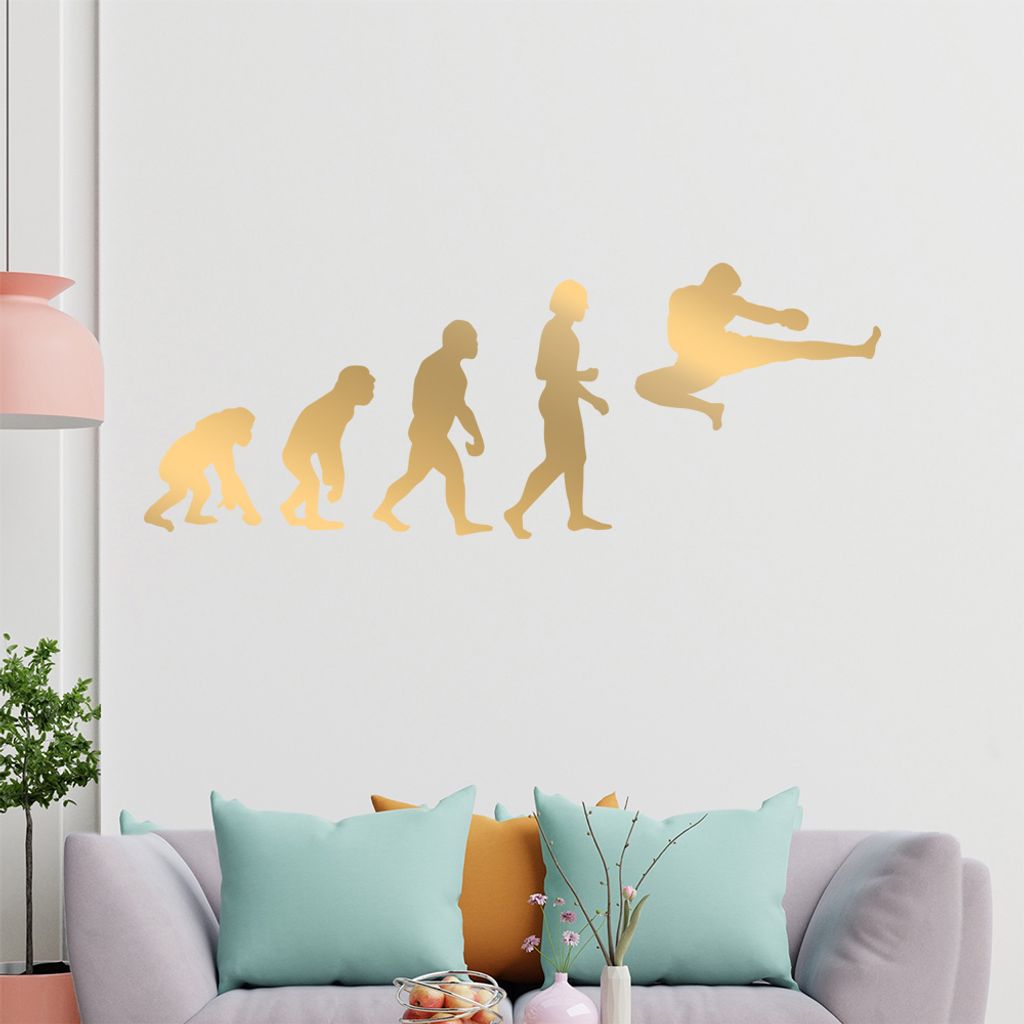 KIWISTAR Evolution Kickboxer Charles Darwin Kick Wandtattoo in 6 Größen - Wandaufkleber Wall Sticker - Dekoration, Küche, Wohnzimmer, Schlafzimm...