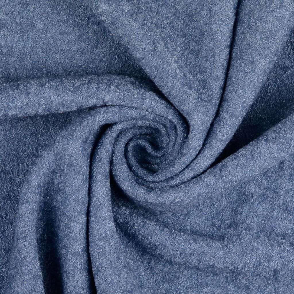 Wool Boucle BEA Viskose Wolle Jeansblau uni, ca. 423 g/m², ca. 0,5 m lang, ca. 1,42-1,44 m breit, , Stoffe Meterware, 60 % Viskose, 40 % Wolle