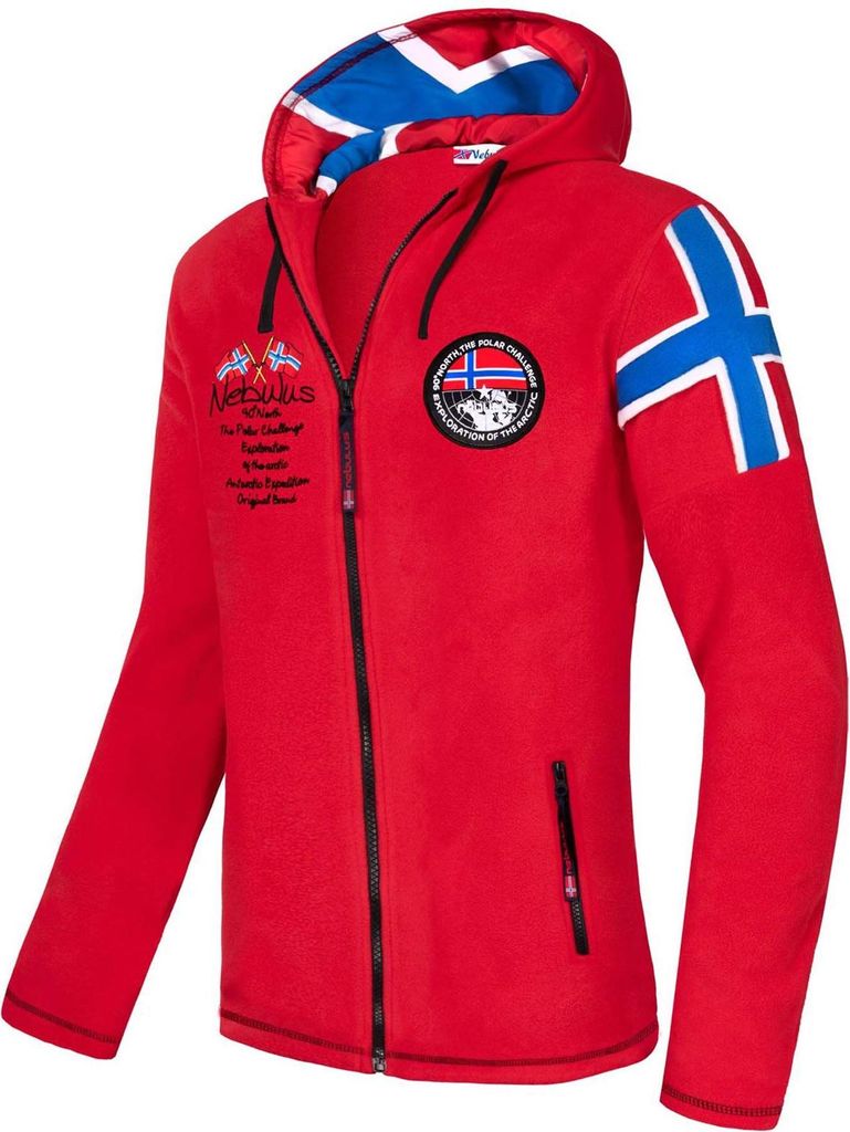 Nebulus Fleecejacke KINLEY Herren, warme Fleece Jacke, mit langem Full-Zip Reißverschluss, Q1734 - Herren, rot, S