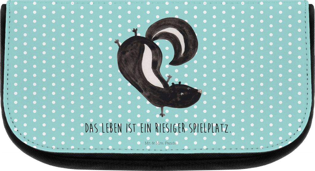 Mr. & Mrs. Panda kulturtäschchen Stinktier Handstand - Türkis Pastell - Geschenk, Wildtier, Schminktäschchen, Kulturbeutel, Stinker, kosmetiktä...