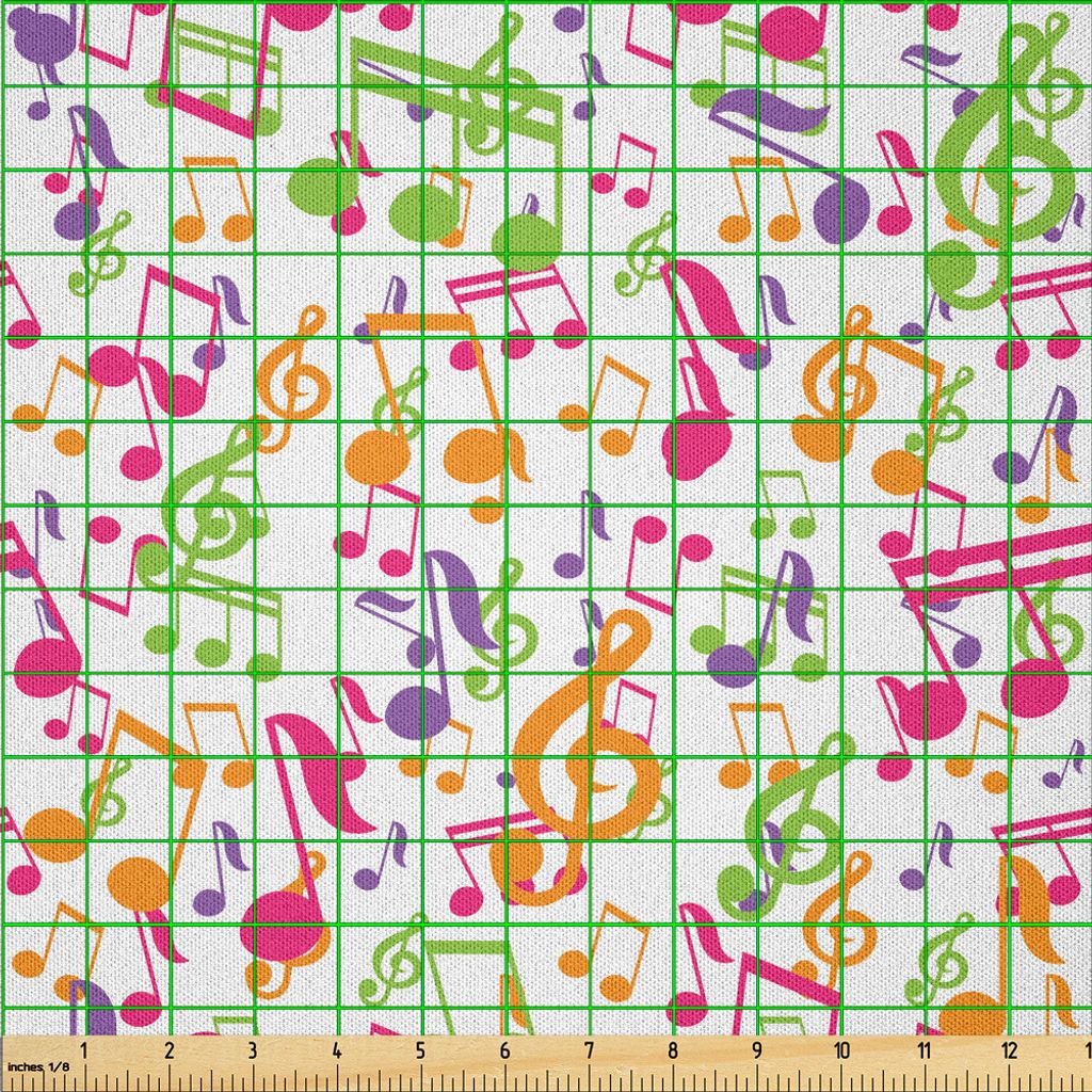 ABAKUHAUS Musik Microfaser Stoff als Meterware , Inspirierende Sound Vibes Thema Sonic Rhythm Melodie Fröhlich Musical Notes Print, 5 M (230 x 500...