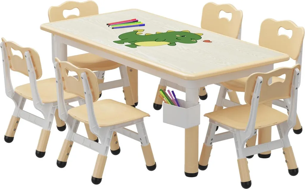Petit bureau bois ajustable hauteur enfant avec plateau effaçable blanc