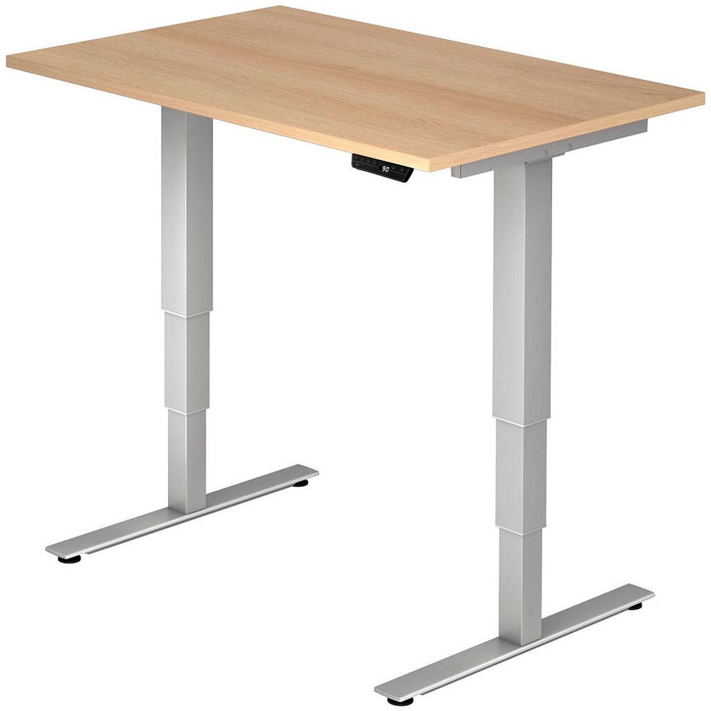 HAMMERBACHER Schreibtisch Maße: 120 x 63,5-128,5 x 80 cm Material der Platte: Holz Farbe der Tischplatte: eiche