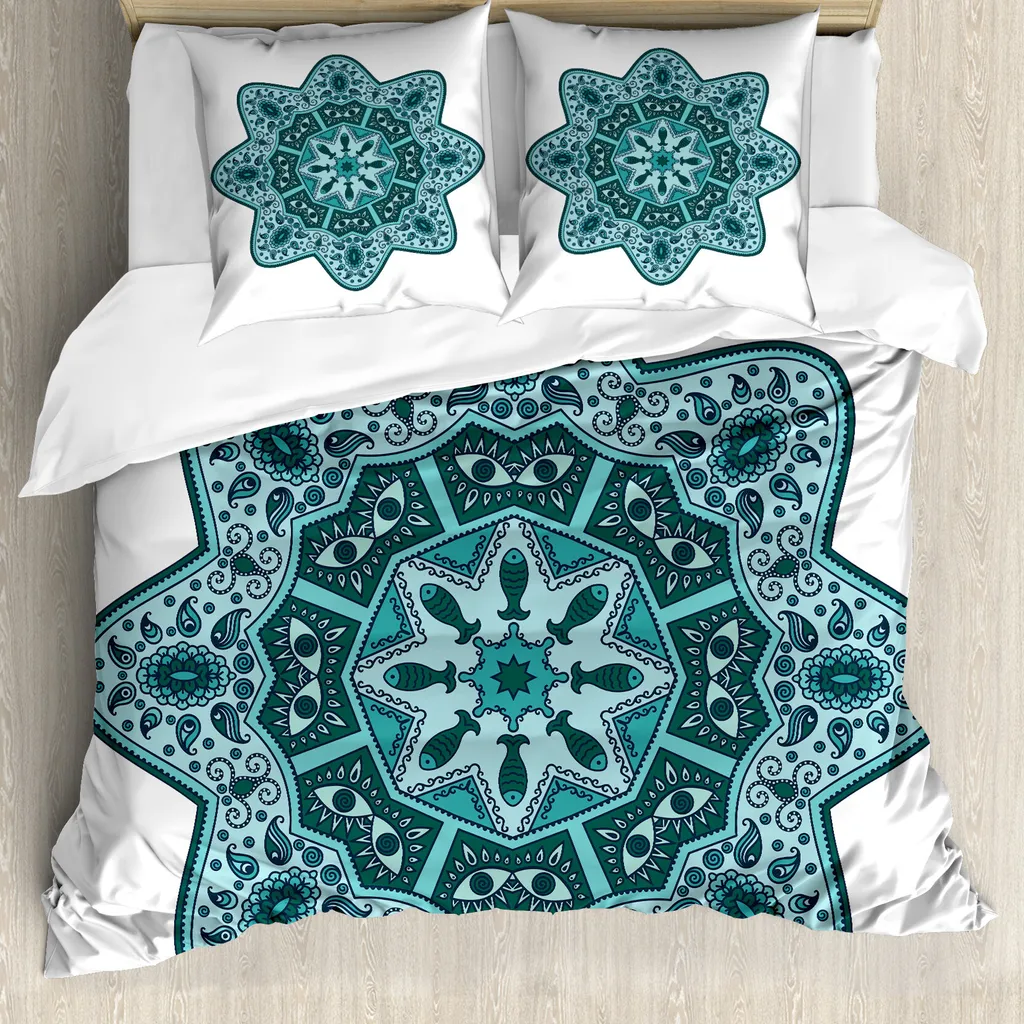 Sacco Piumino Mandala Orientale Verde Acqua 200x200 ABAKUHAUS Elegante