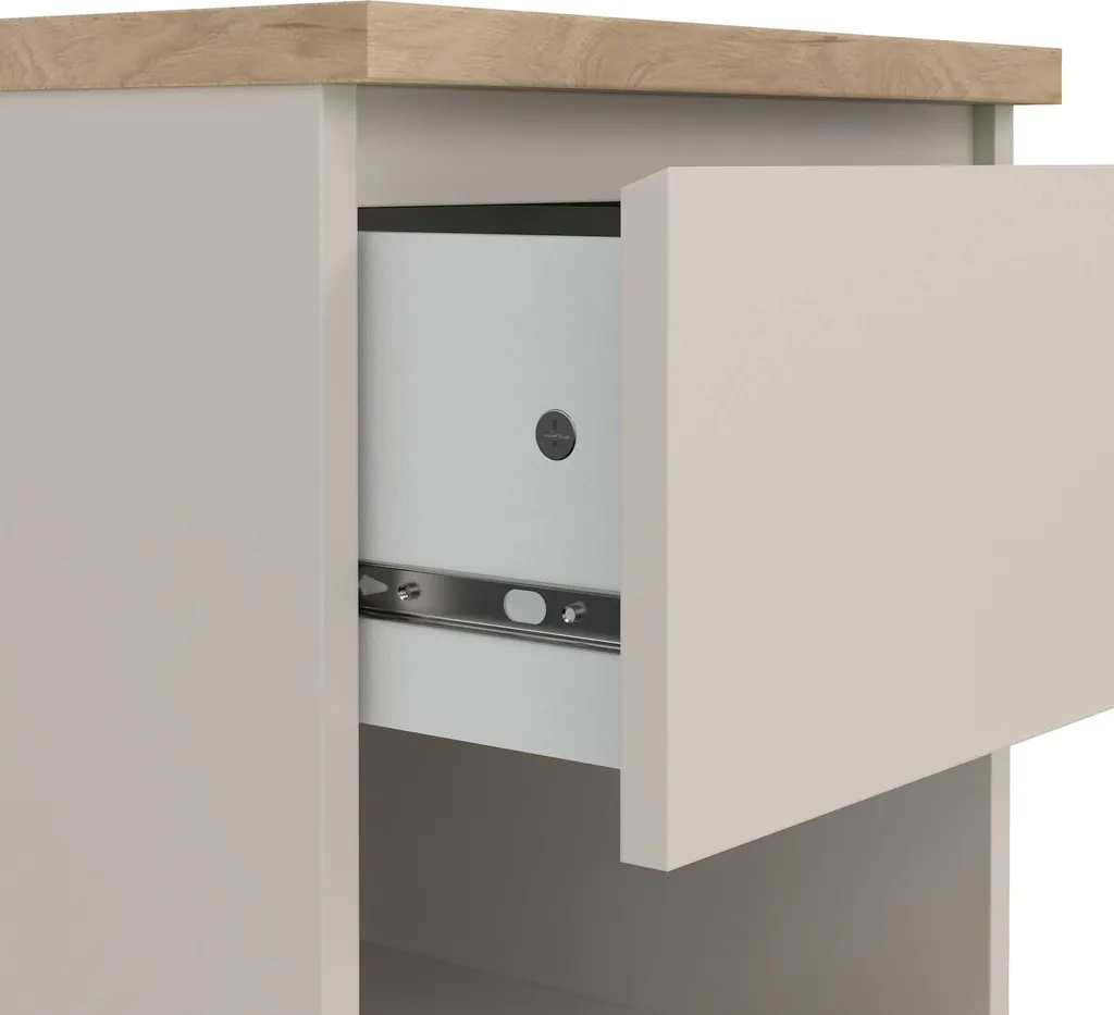 Table de Nuit Beige Solantra avec Tiroir - Petit Meuble de Chambre