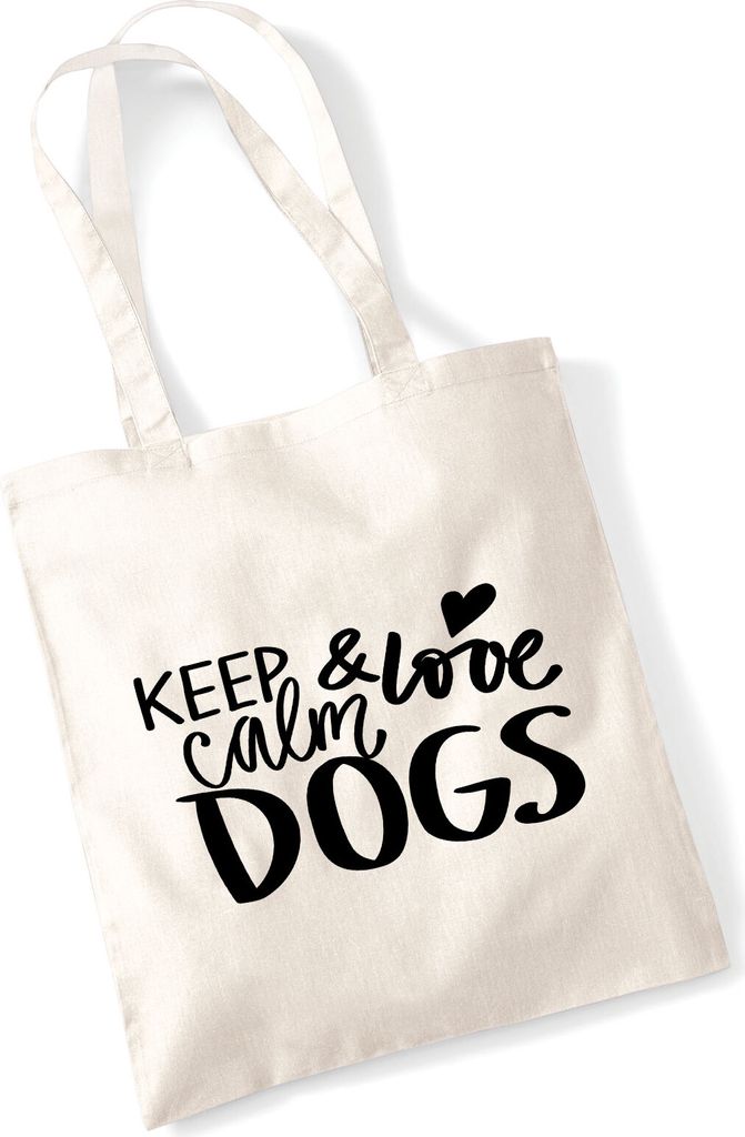 Huuraa Jutebeutel Keep calm and love Dogs 10 Liter Natural Baumwolle Tasche Geschenkidee