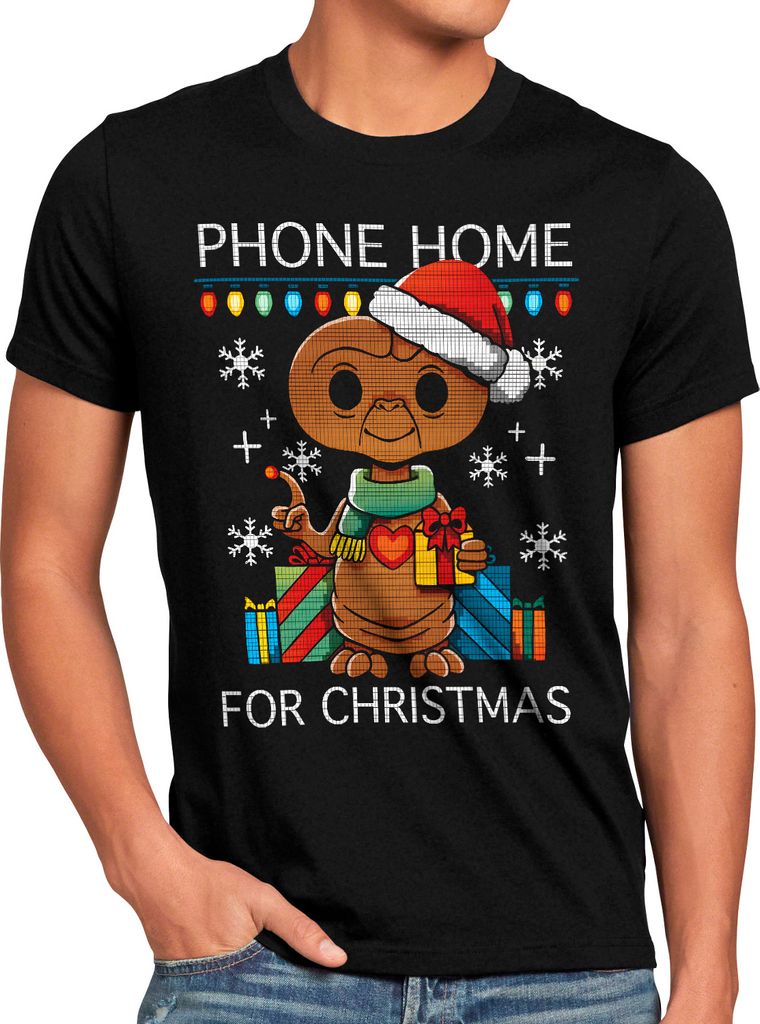style3 Phone Home Herren T-Shirt xmas weihnachten weihnachtspullover pulli ugly sweater strick