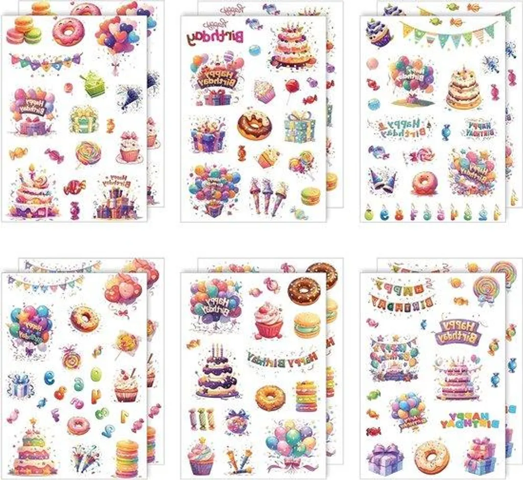 Décoration Anniversaire Enfant Stickers 12 Planches pour Activités DIY