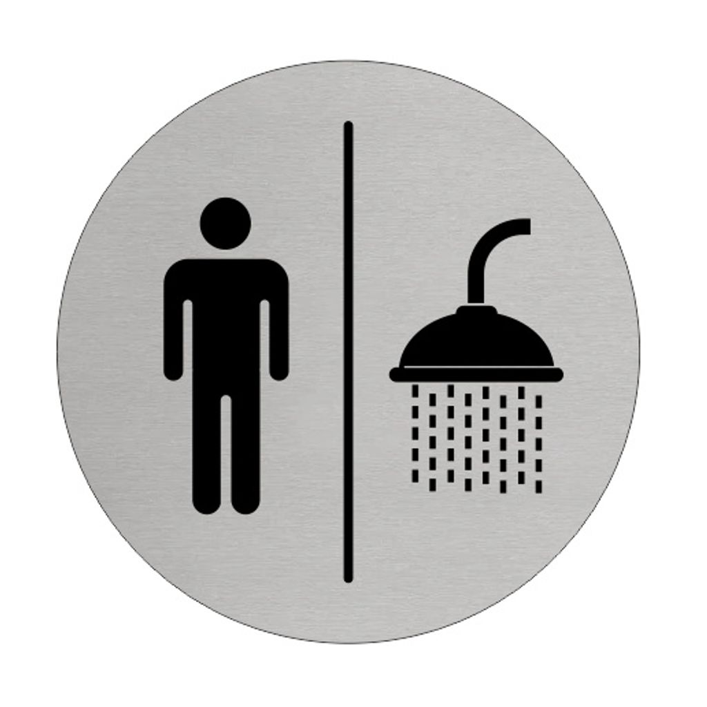 CombiCraft Aluminium Türschild 'Herren Dusche' - Ø75mm mit 3M-Klebeband