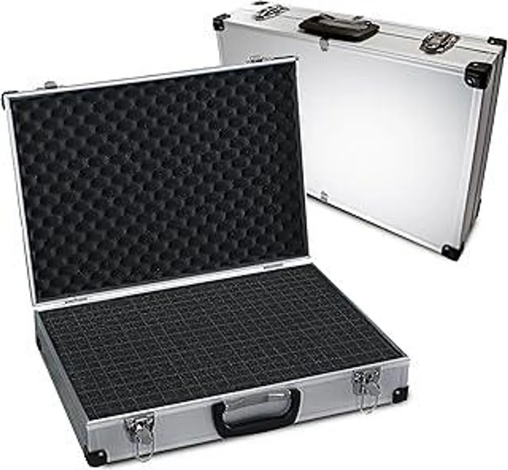 Valigetta in alluminio PeakTech P 7270 – valigetta universale chiudibile a chiave con schiuma espansa a cubetti – valigetta portafotocamera – robusta valigetta in alluminio con protezione da pioggia e polvere – extra large (500 x 350 x 120 mm) - 1