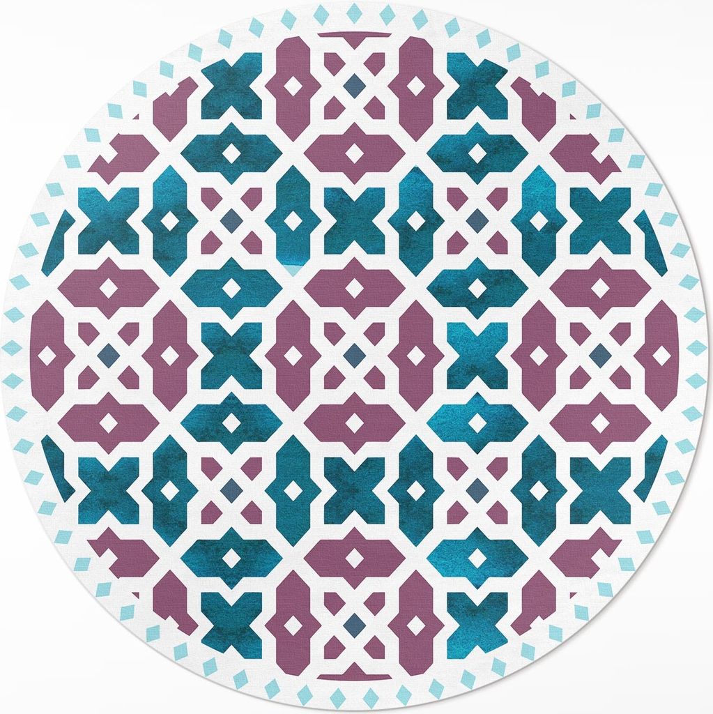 Ein Mosaik aus schönen Fliesen – Vinyl Fußmatte – Ø 120cm – Rutschfest – Pflegeleicht & Langlebig