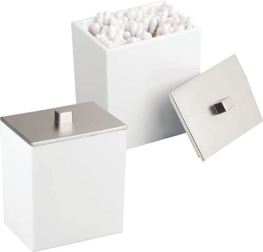 Kit distributeur de disques de coton carré argenté chic pour la salle de bain