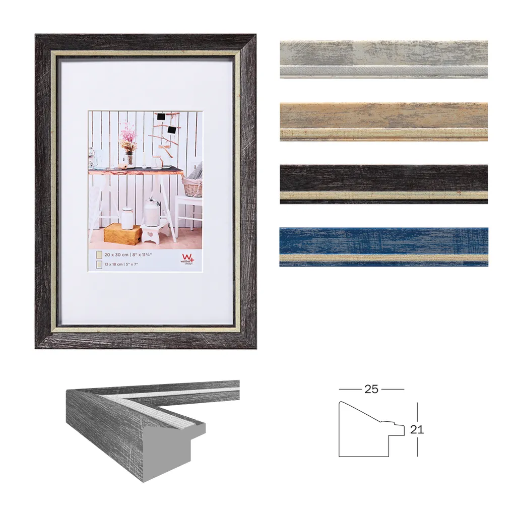 Walther Chalet Cadre Photo Bleu 40x60 cm avec Passe-partout 30x45 cm