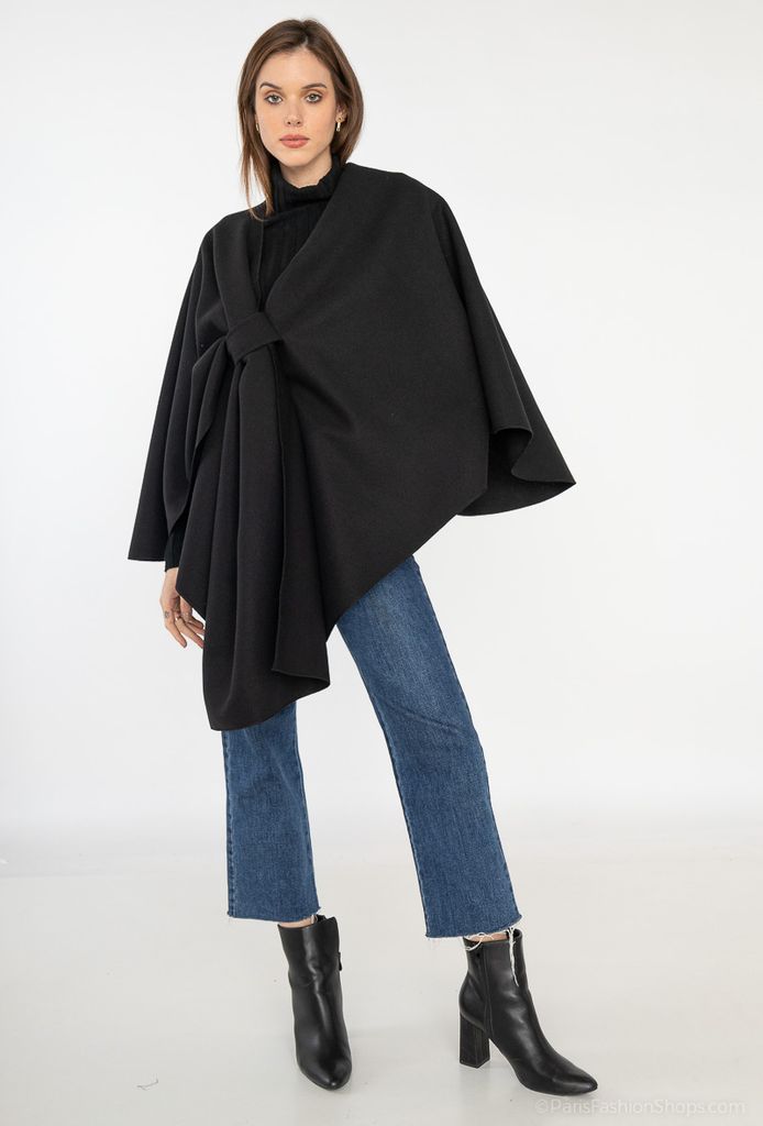 Eleganter Poncho Mit Gekreuzter Vorderseite - Weicher Umhang Schal Für Damen