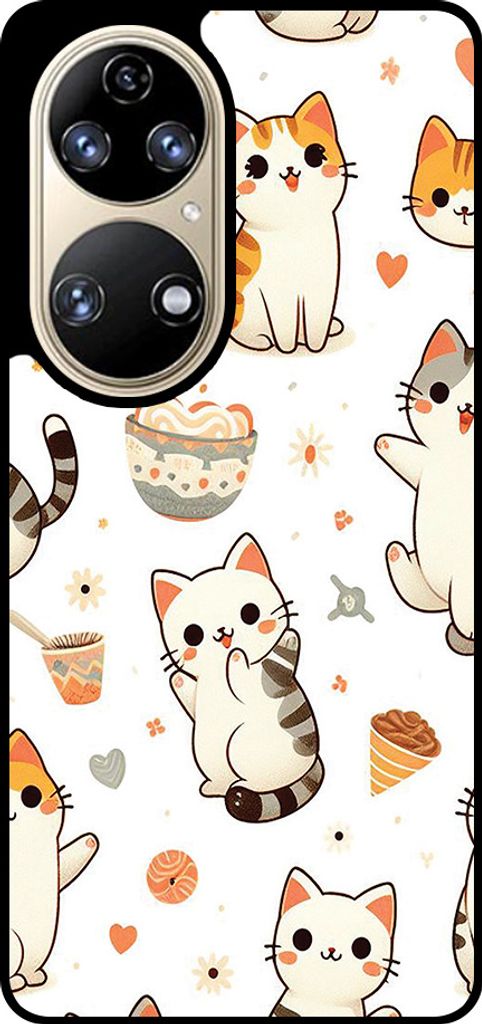 Smartphonica Telefon Fall geeignet für Huawei P50 mit Katze drucken - TPU zurück Abdeckung Fall Katze Design