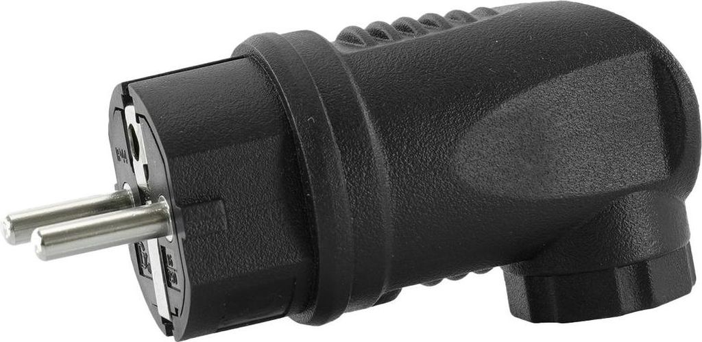 Hermetische Winkelstecker 230V 2P+E IP44 16A schwarz Typ E