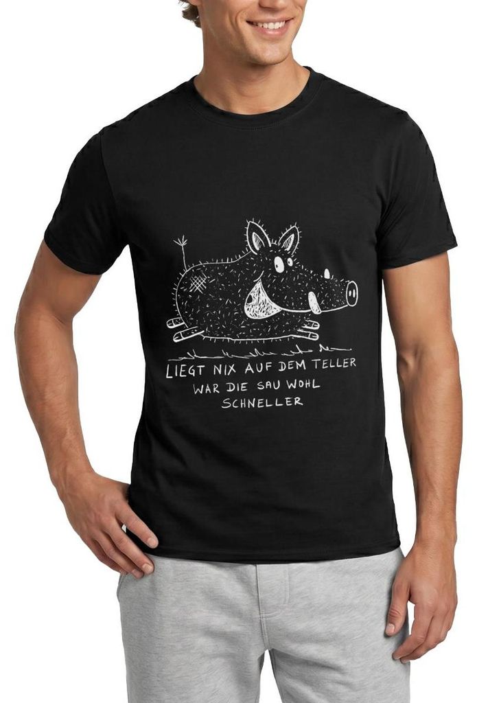 Spreadshirt Kleines Wildschwein Jäger Spruch Lustig Männer T-Shirt, 4XL, Schwarz