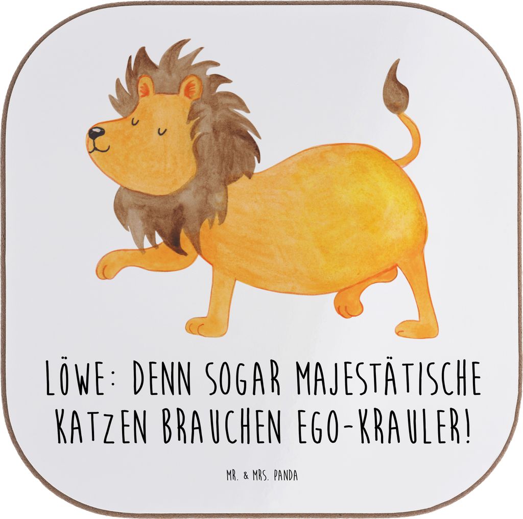 Mr. & Mrs. Panda Tassen Untersetzer Majestätischer Löwe - Weiß - Geschenk, Geschenkideen, Majestätisch, majestätische Katzen, Coaster, für Gl...