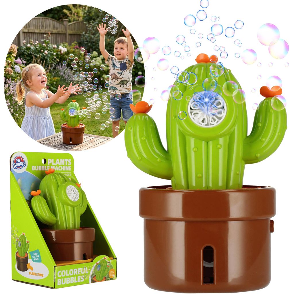 Seifenblasenmaschine Kaktus mit 80 ml Flüssigkeit, Set für Produktbild 