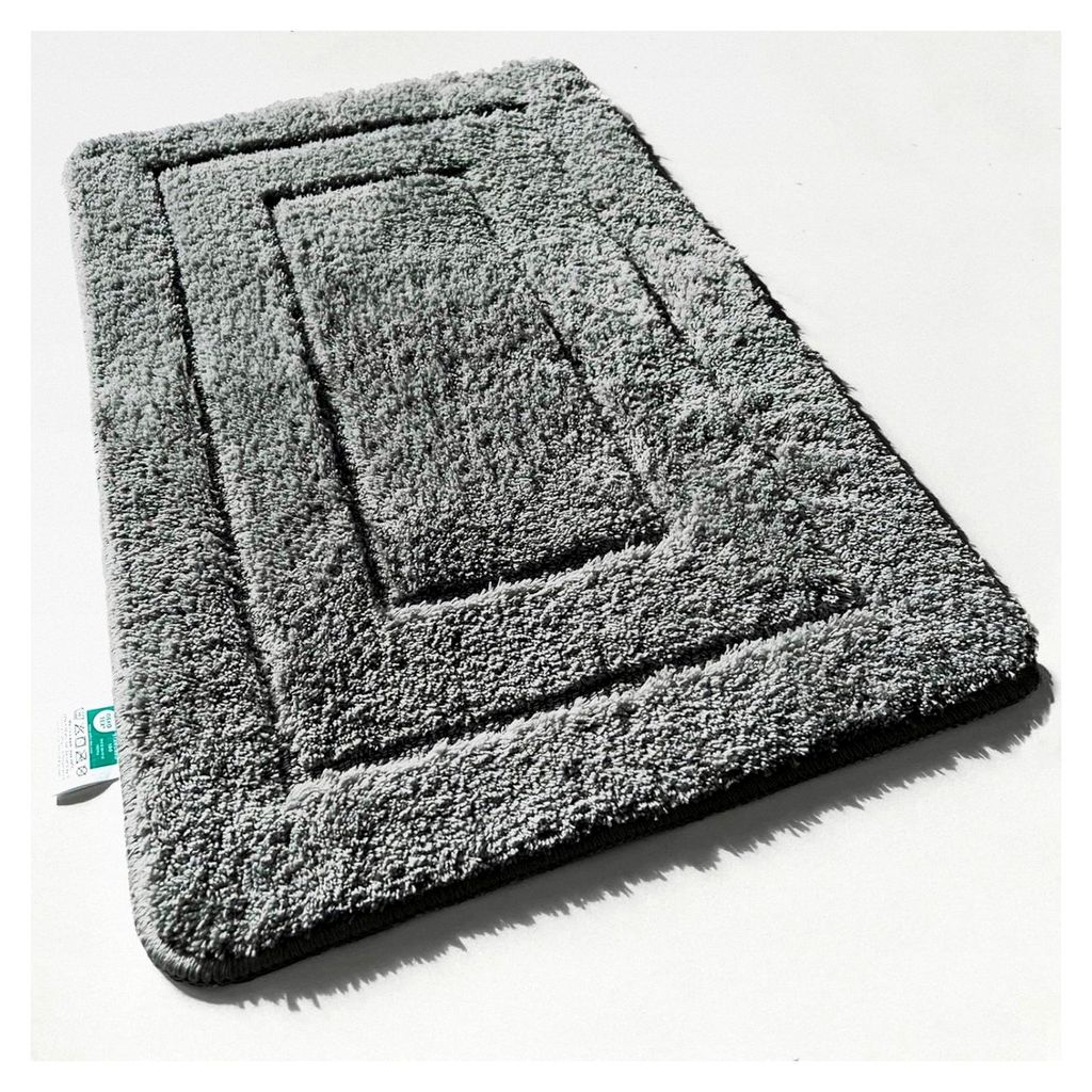 Badteppich Atlantis - extra weich und schnelltrocknend - Badezimmerteppich mit rutschfester Rückseite - Badematte Duschvorleger (70 x 120 cm, Dunk...