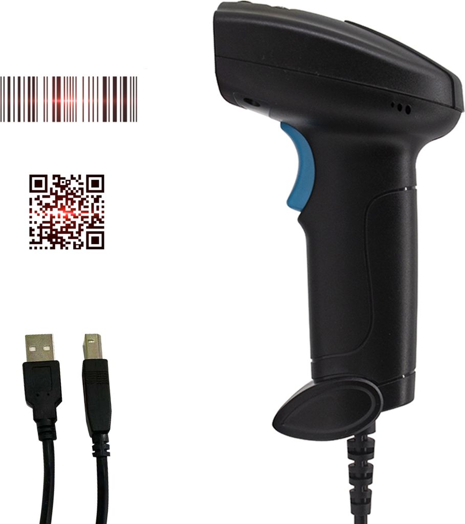 Aibecy 2D-Barcode-Scanner Handheld USB-Kabel-Barcode-Leser Manueller Ausloeser/automatisches kontinuierliches Scannen Unterstuetzung Papiercode Kom...