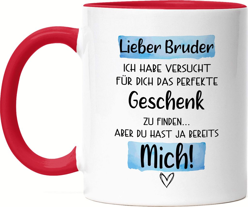 Bruder Geschenk Tasse Rot  Mit Spruch Geschwister Produktbild 