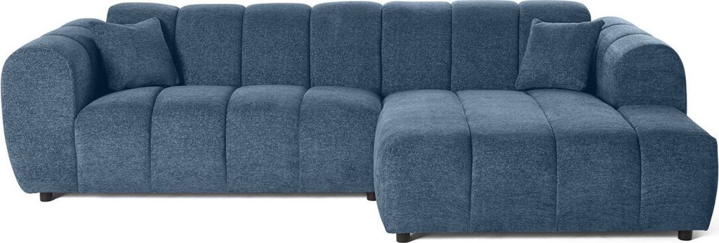 Lisa Design Curtis - Ecksofa rechts 4-Sitzer aus strukturiertem Stoff , Blau