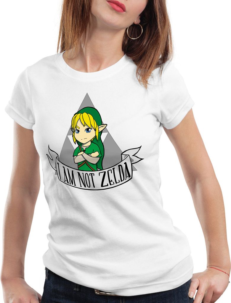 style3 I am not Zelda Damen T-Shirt link hyrule gamer, Farbe:Weiß, Größe:S