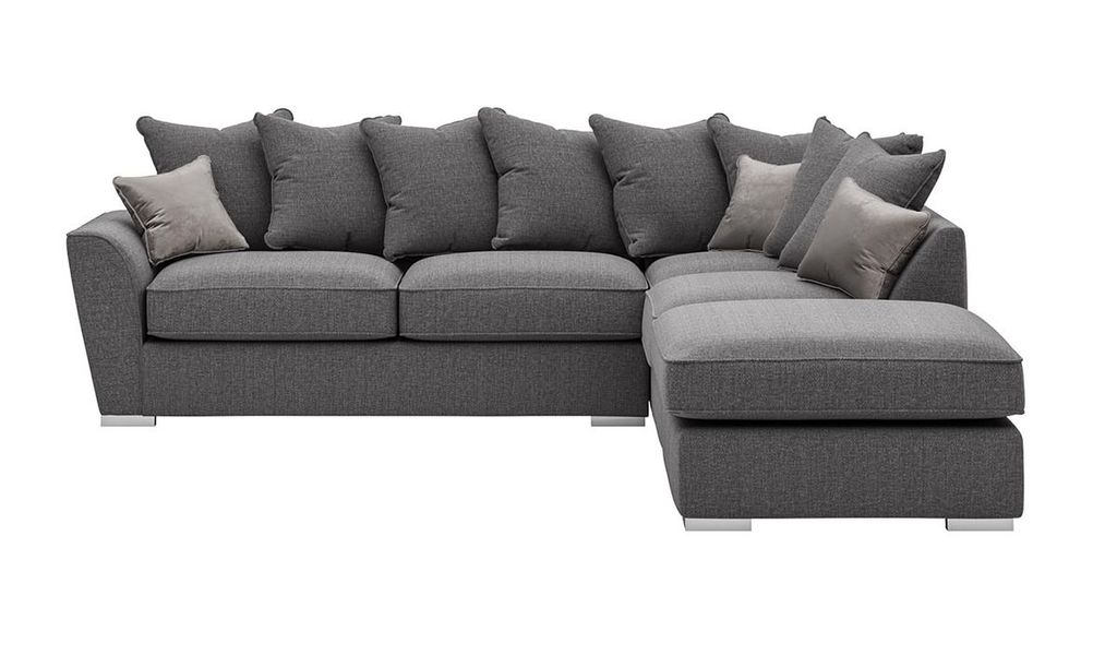 SLF24 - Rechtsseitiges Ecksofa mit loser Rückenpolsterung Majestic - dunkelgrau - Cherub 1482/grau - Velluto 16