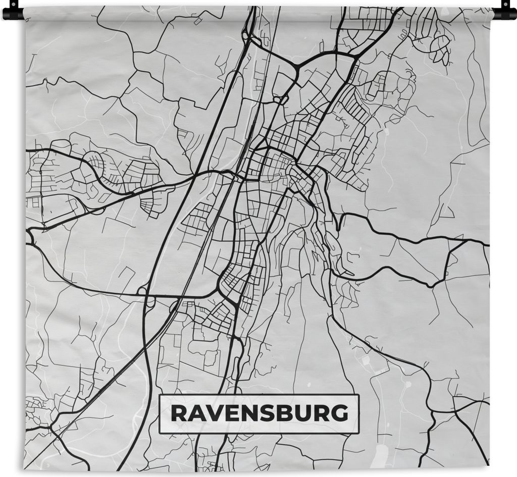 MuchoWow Wandteppich Wandbehang Deutschland - Stadtplan - Ravensburg - Karte 150x150 cm Tapisserie Dekoration Wandtuch - Wohnaccessoires - Modernes