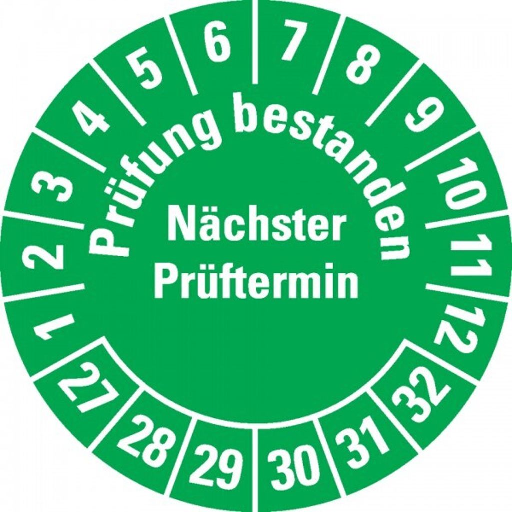 Dreifke Prüfplakette Prüfung bestanden Nä.Prüft.27-32, grün, Dokufolie, Ø 30...