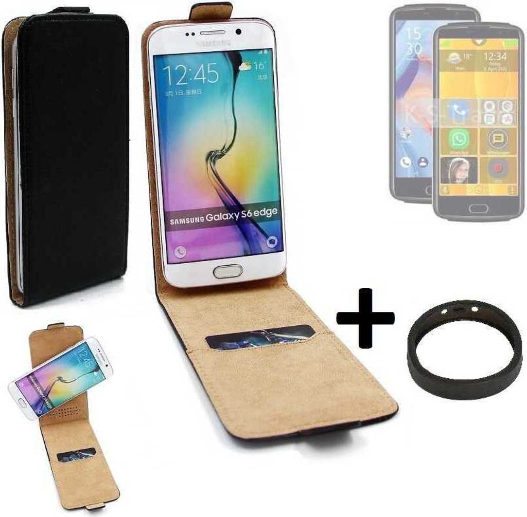 K-S-Trade TOP SET Handyhülle kompatibel mit Bea-fon M7 360° Flipstyle Schutzhülle Smartphone Tasche schwarz + TPU Bumper, Case Hülle Flip cover